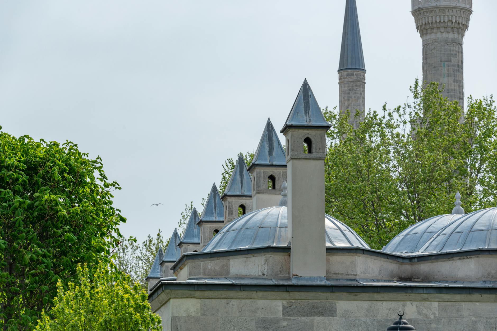 View of historic chimneys and minarets from the terrace of the Turkish and Islamic Arts Museum.
