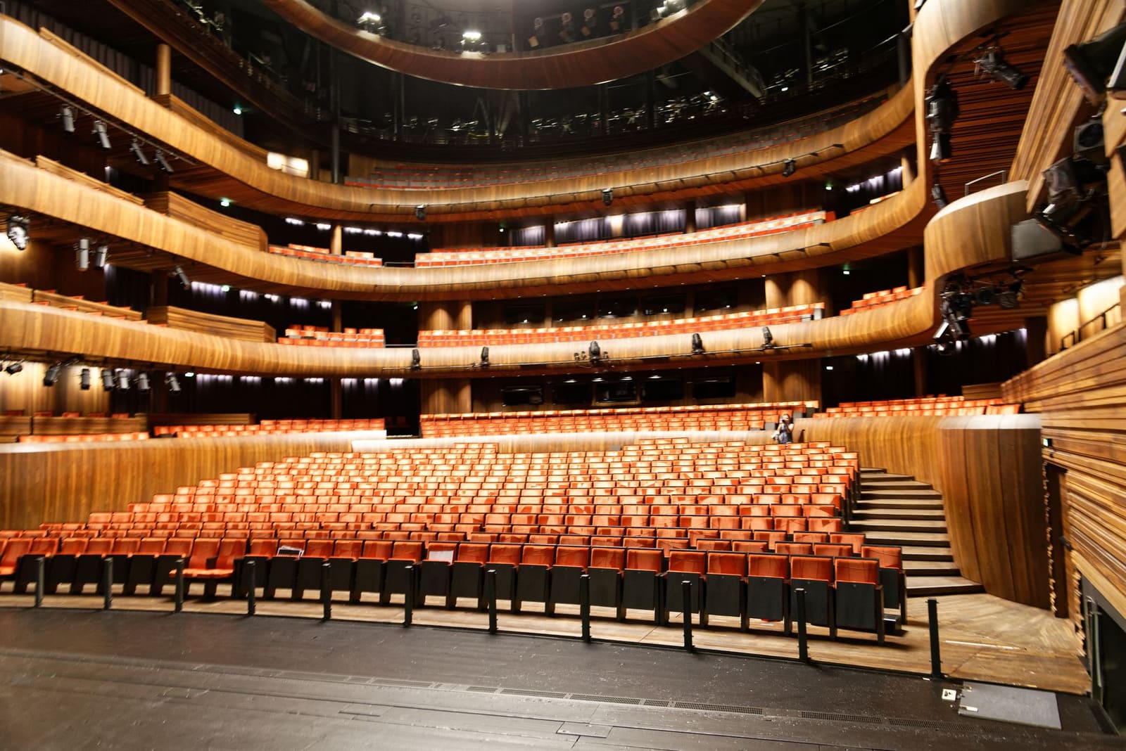 Interior seating and balconies of the Zorlu PSM theater in Istanbul.